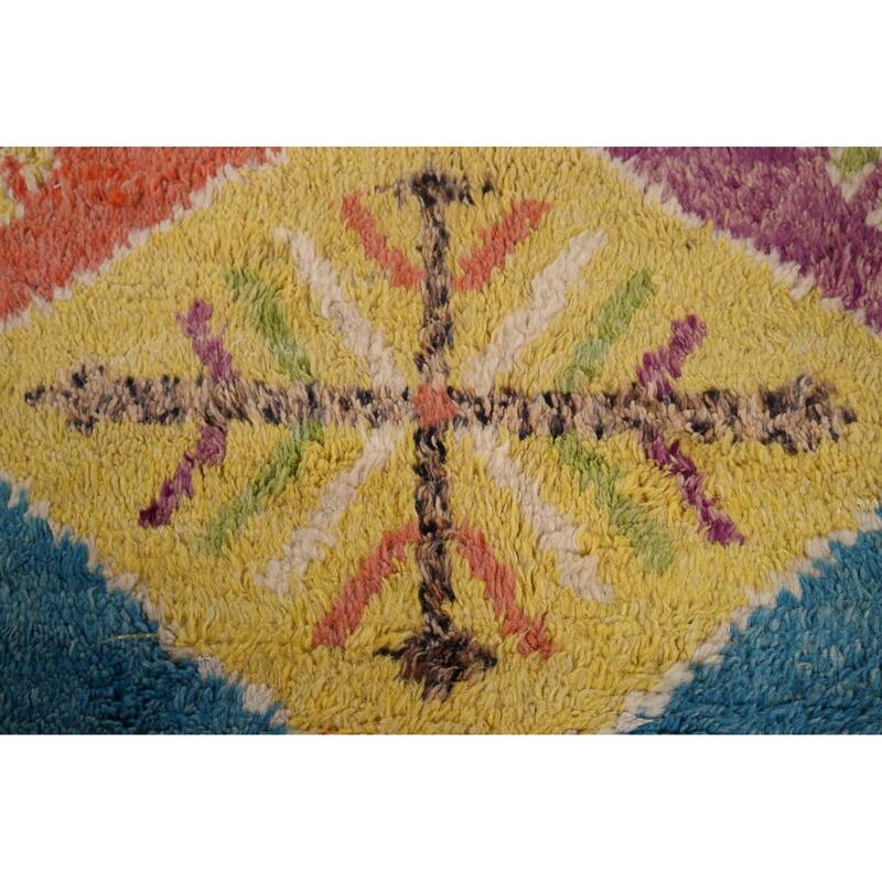 Colorful Trellis Plush Moroccan Style Rug Hand-Knotted Wool Carpet - 8'10" x 12'5"