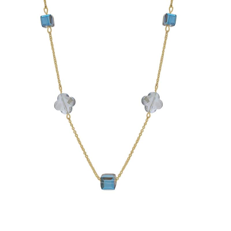 Victoria Townsend Gold Plated Chrome Cube And Clover Crystal Necklace
