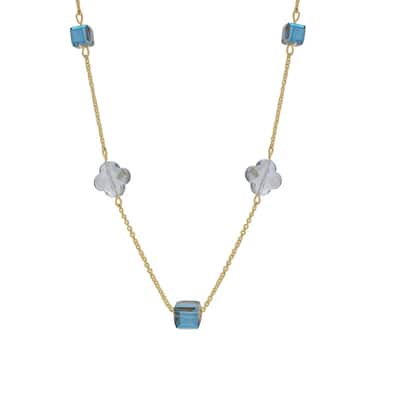 Victoria Townsend Gold Plated Chrome Cube And Clover Crystal Necklace