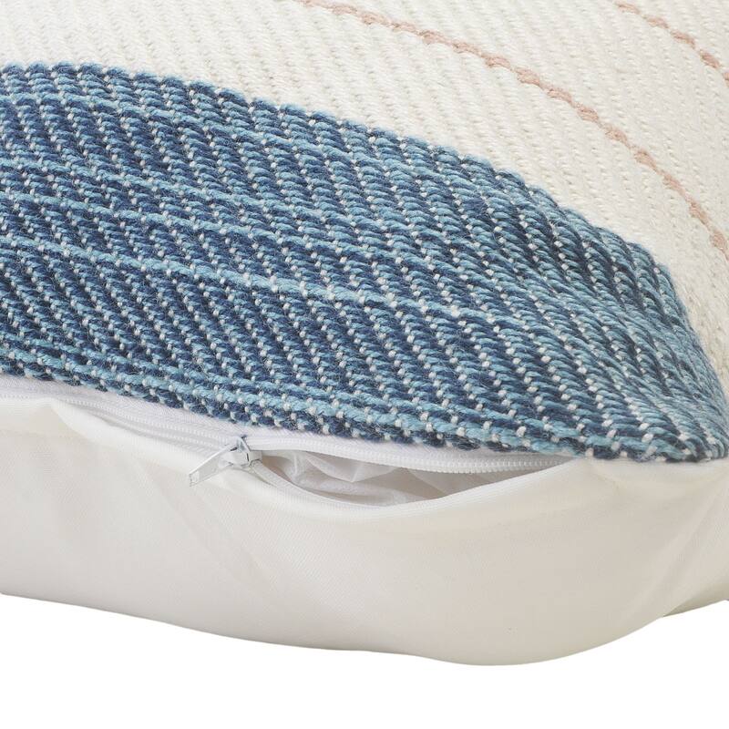 24" Blue and Pink Striped Square Outdoor Throw Pillow