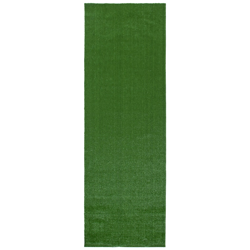SAFAVIEH Handmade Vista Marjolene Faux Grass Indoor/ Outdoor Waterproof Rug - 3'3" x 10'0" Runner - Green