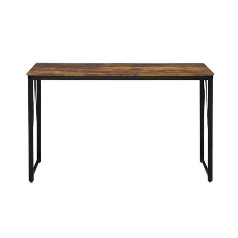 Wooden Writing Desk with Metal Frame in Weathered Oak and Black