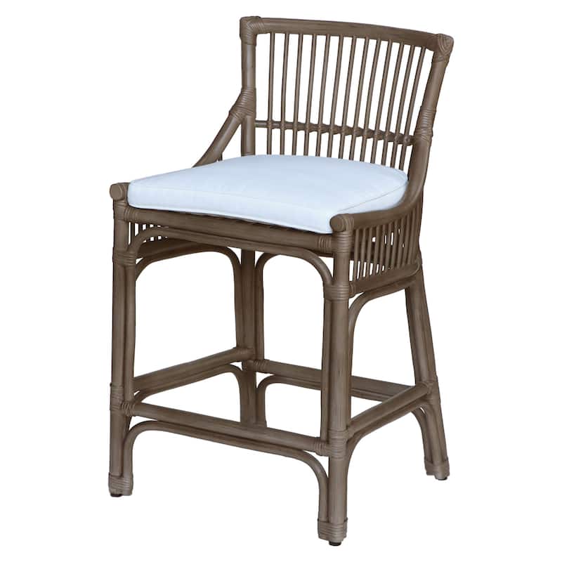 Emily Rattan Counter Stool with Cotton Cushion by East at Main