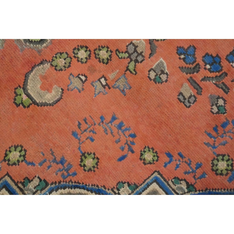 Hand Knotted Oriental 100% Wool Carpet Traditional Floral Oranges & Rust Tabriz Area Rug - 9' 4'' X 6' 4''