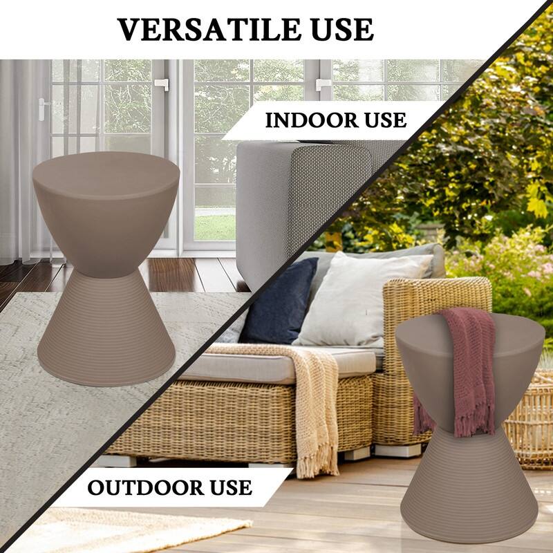 Boyd Round Side Table with Ribbed Design Base - Accent Hourglass End Table with Removable Lid for Living Room & Bedroom