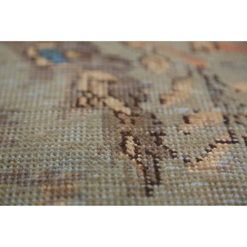 Distressed Blue Tabriz Persian Area Rug Hand-Knotted Wool Carpet - 8'1"x 11'0"