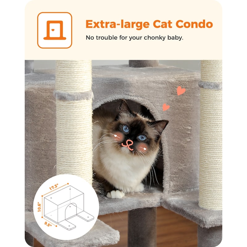 55" Plush Sisal Scratching Posts Indoor Cat Tree