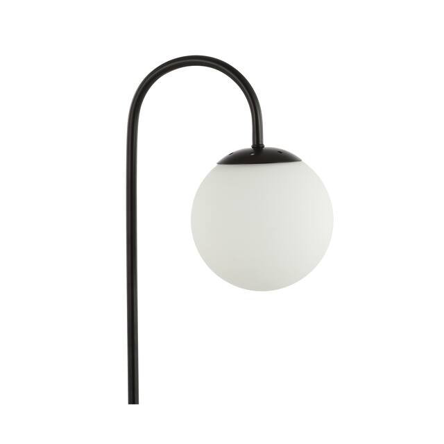 Casi 18.25" Iron/Glass Minimalist Mid-Century Globe LED Table Lamp, Black by JONATHAN Y