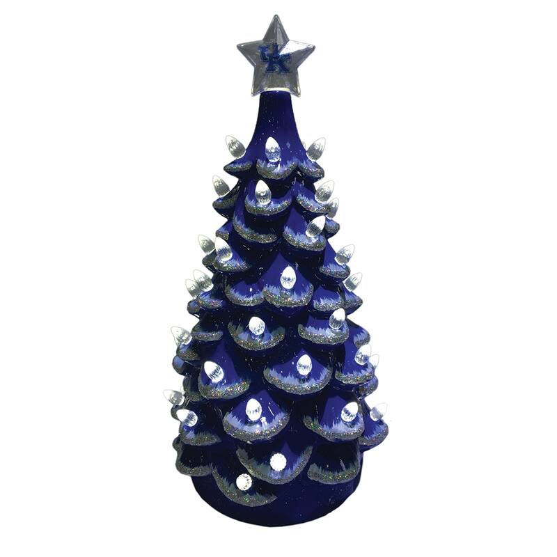 University of Kentucky Themed 14-inch Ceramic Christmas Tree - blue