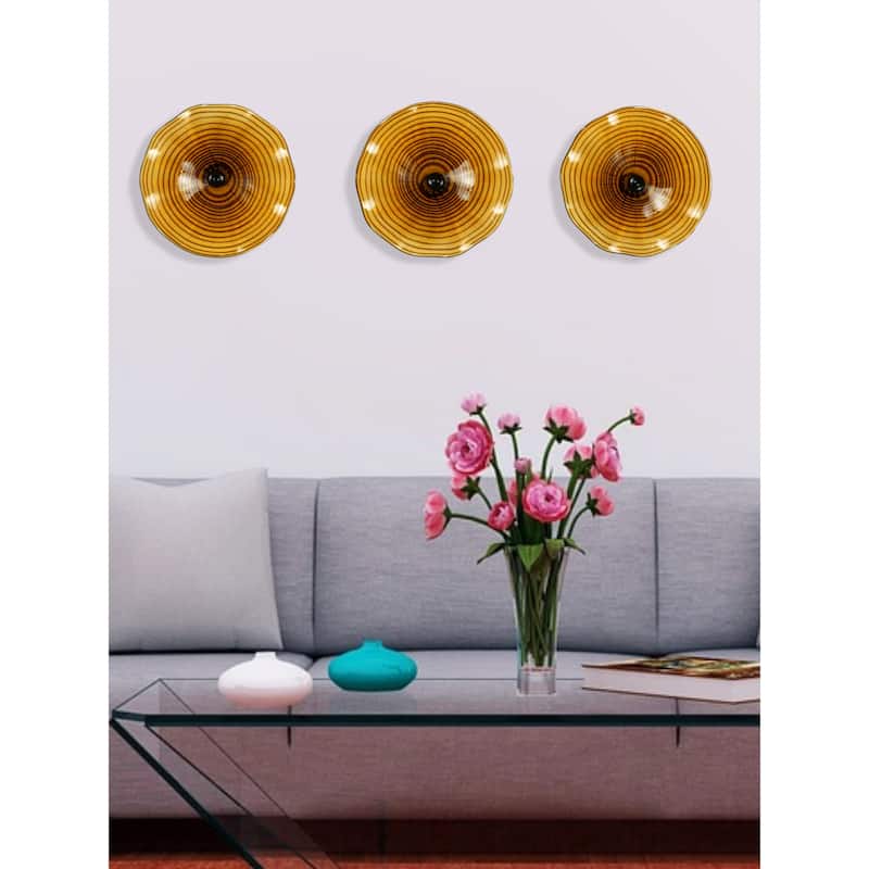 13IN Diameter Rosslyn Flower Art Glass Wall Décor