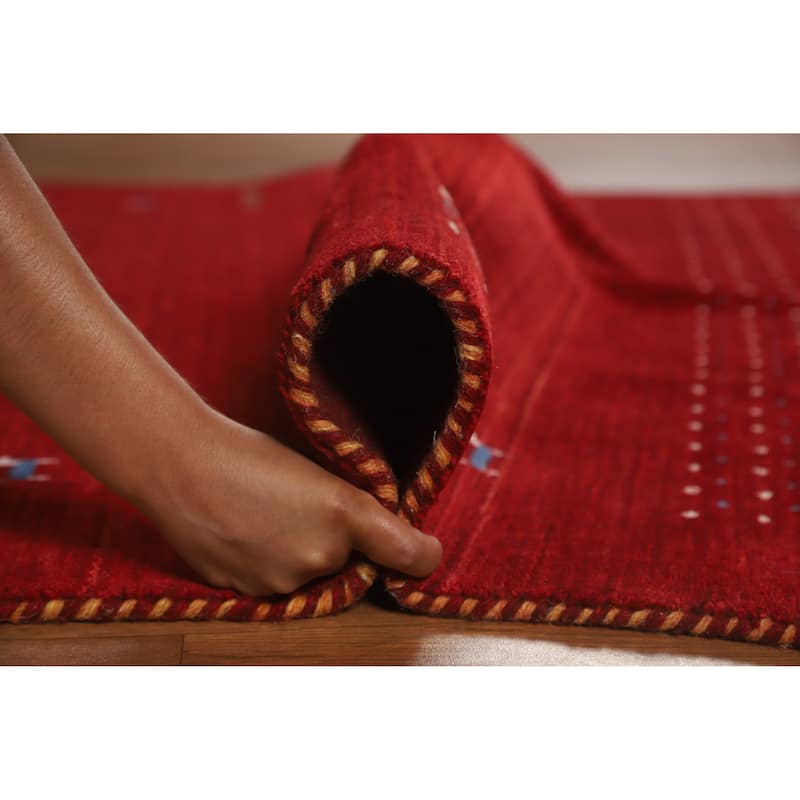Hand Knotted Oriental 100% Wool Carpet Tribal Animal Pictorial Red Gabbeh Area Rug - 7' 6'' X 5' 0''
