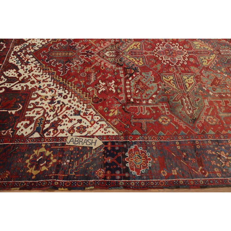 Hand Knotted Oriental 100% Wool Carpet Traditional Medallion Red Heriz Area Rug - 11' 2'' X 8' 5''