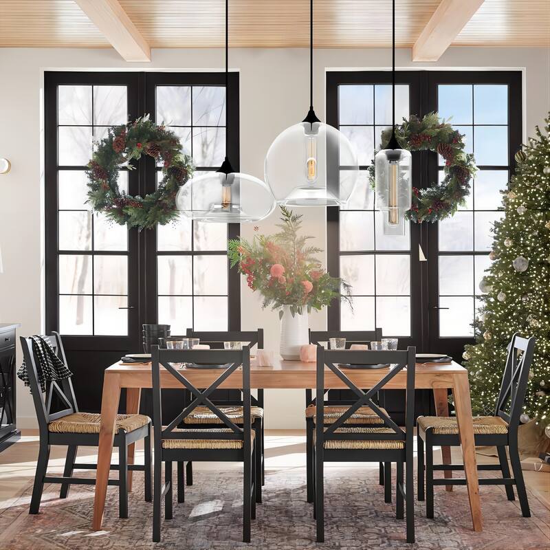 3-Light Modern Glass Cluster Pendant Light with Clear Glass Globe for Kitchen Island Dining/ Living Room