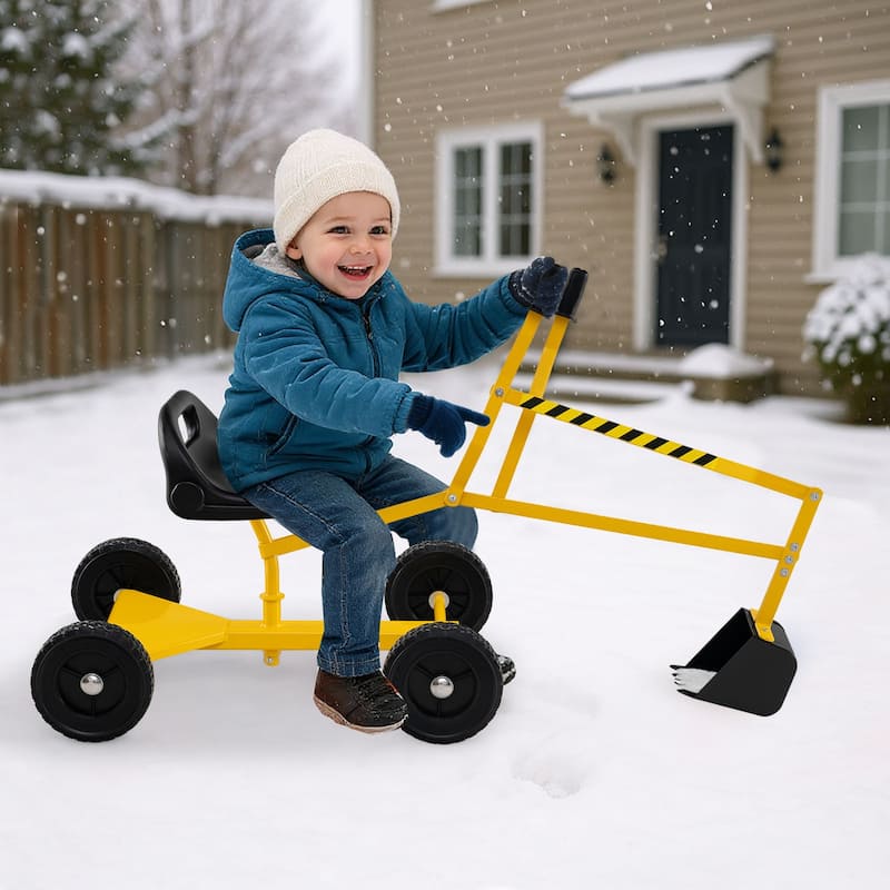Kids Ride-On Sand Digger Toy with Rotating Seat and Realistic Shovel for Outdoor Play - 47.5" x 16" x 25"