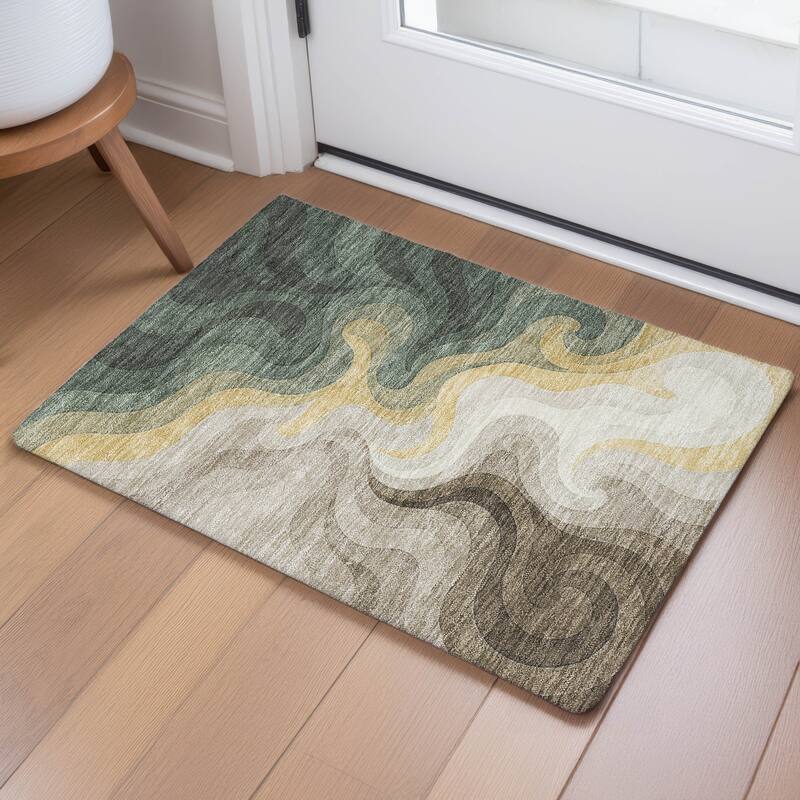Machine Washable Indoor/ Outdoor Modern Dejuan Chantille Rug