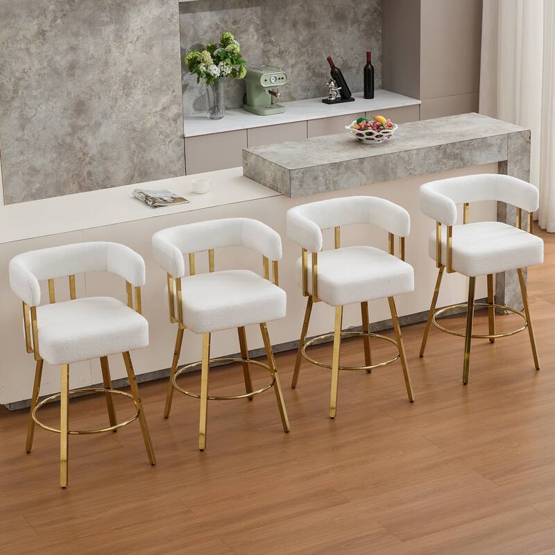 2-Piece Modern Accent Chairs with Gold Metal Legs & Teddy Upholstery, for Living Room or Office