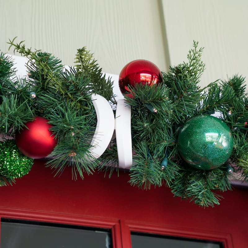 9 ft. Artificial Christmas Garland with Lights - Christmas Cheer - Red