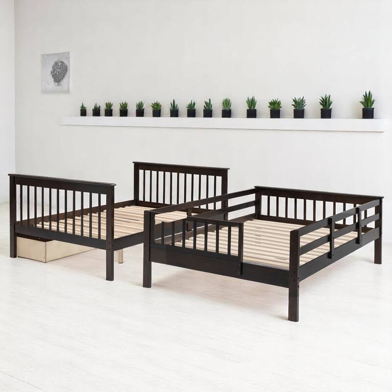 Full Over Full Bunk Bed with Storage Staircase and Shelves, Convertible Design, No Box Spring Needed,kid beds