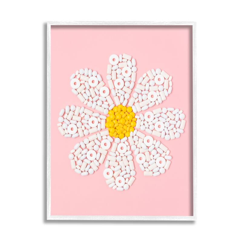 Stupell Daisy Shaped Candies Framed Giclee Art Design by LISH Creative - 16 x 20 - White