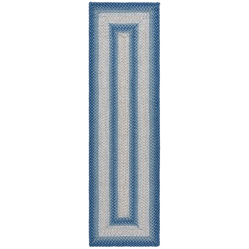 SAFAVIEH Handmade Braided Kita Country Rug - 2'3" x 8' Runner - Navy/Grey