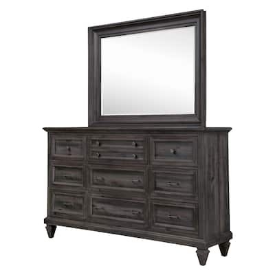 Magnussen Home Calistoga Weathered Charcoal Drawer Dresser With Landscape Mirror