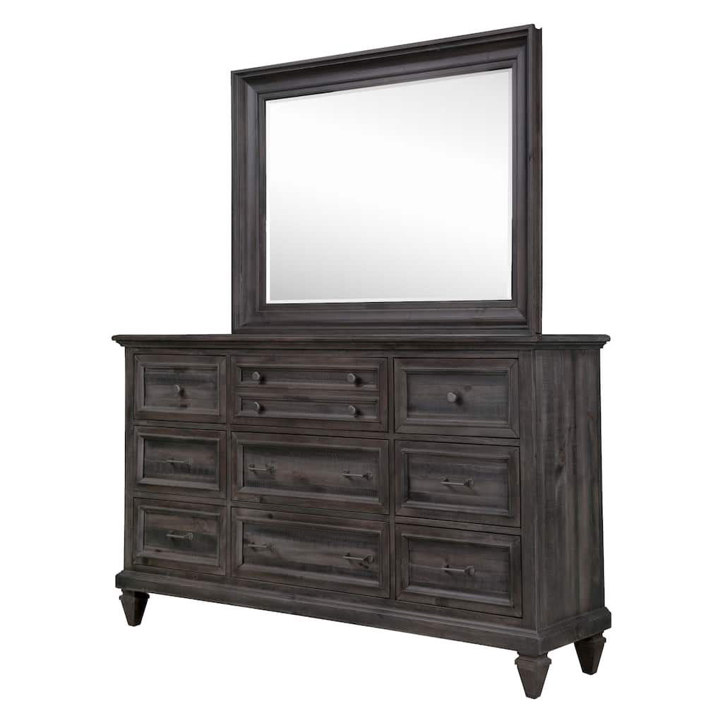 Magnussen Home Calistoga Weathered Charcoal Drawer Dresser With Landscape Mirror