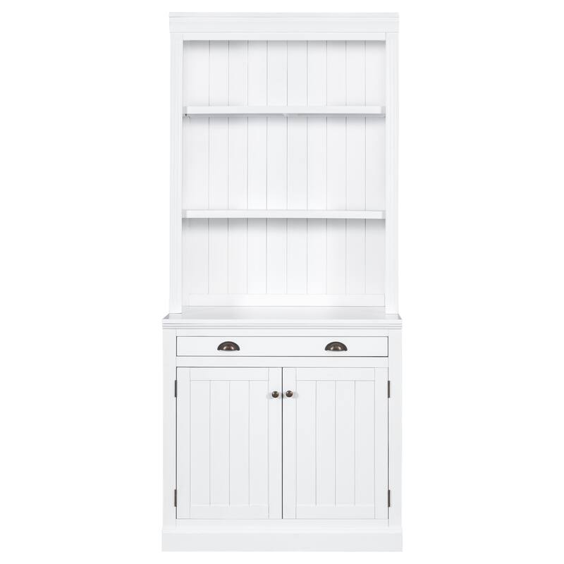 83.4"Tall Bookshelf with LED Lighting, Modern Bookcase with 2 Doors and 1 Drawer,Storage Bookcase with Open Shelves