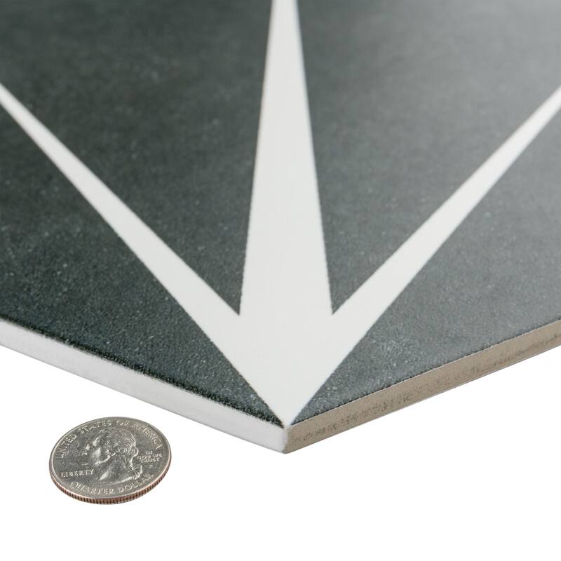 Merola Tile Trident Hex Nero 8-5/8" x 9-7/8" Porcelain Floor and Wall Tile
