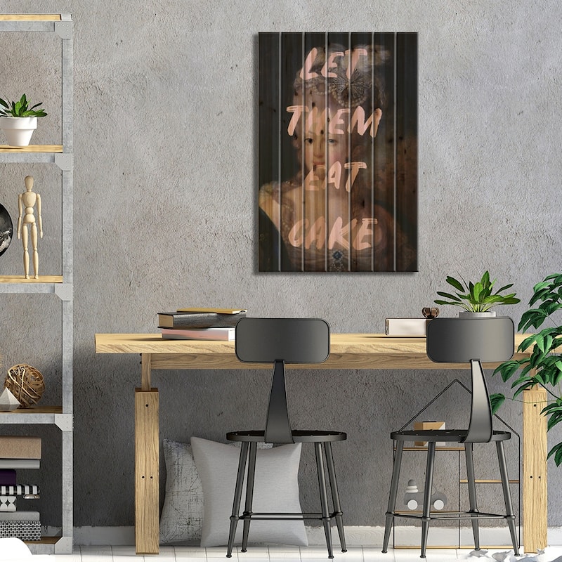 Let Them Eat Cake Graffiti Print On Wood by Grace Digital Art Co - Multi-Color