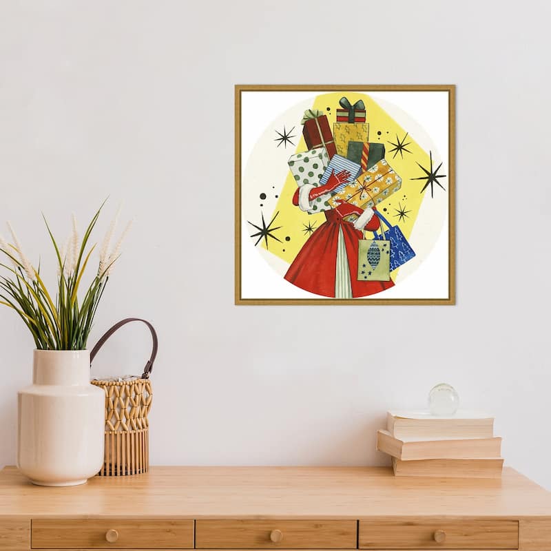 Vintage Christmas Gifts by Grace Popp Framed Canvas Art