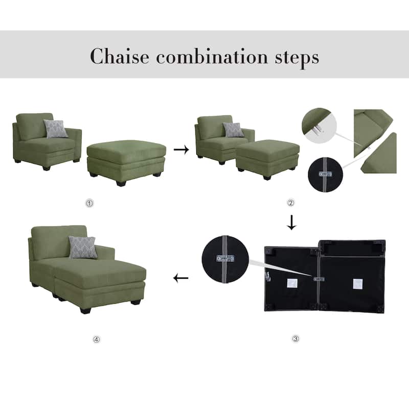 3 PCS Corduroy Flexible Combination Sectional Sofa