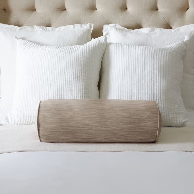 Sorra Home Velvet Bolster Pillow - 24 in x 8 in x 8 in - Parchment