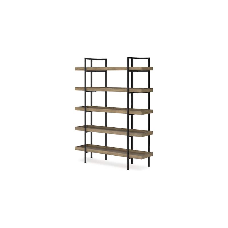 Signature Design by Ashley Montia Black/Brown 76" Bookcase - 58" W x 17" D x 76" H