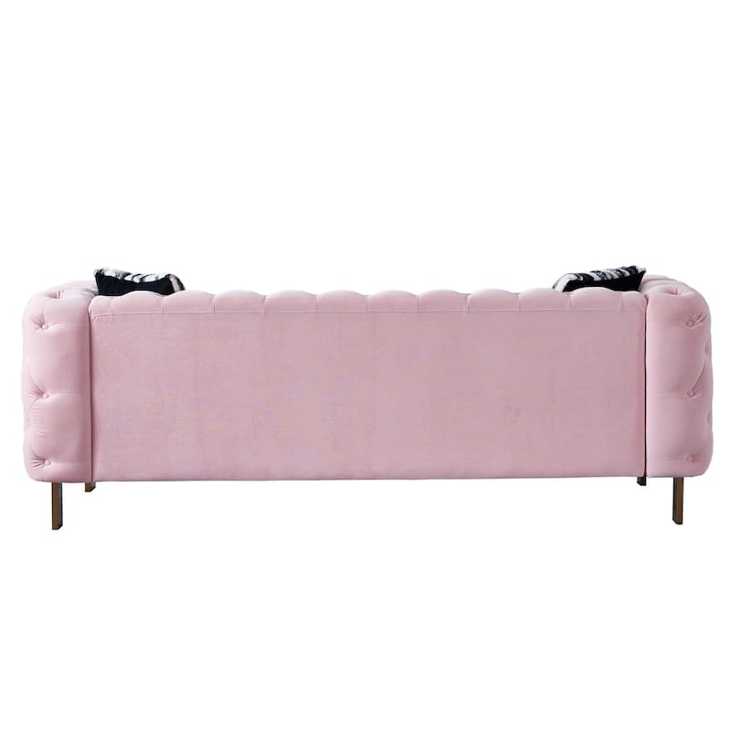 Chesterfield Modern Tufted Velvet Living Room Sofa, 84.25''W Couch,Mint Green