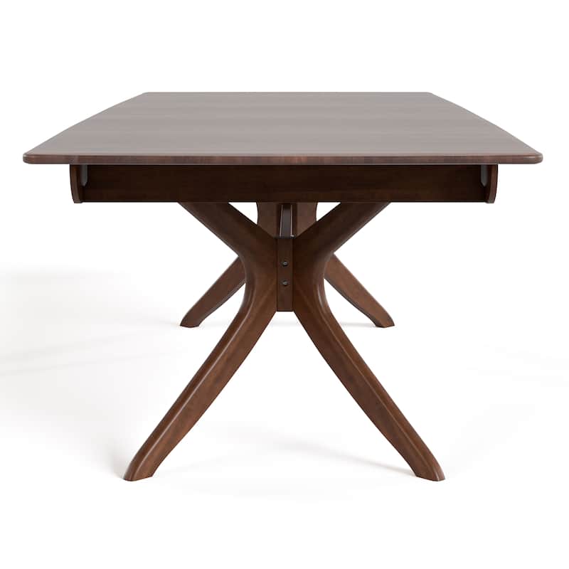 Furniture of America Abigail IV Mid-Century Modern Walnut Extendable Self-Storing Dining Table