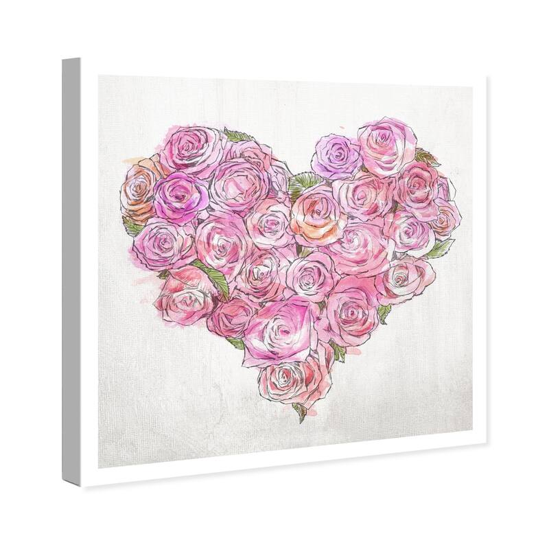 Wynwood Studio Prints Floral and Botanical Heart of Roses Pink and Rose Pink Glam Wall Art Canvas Print