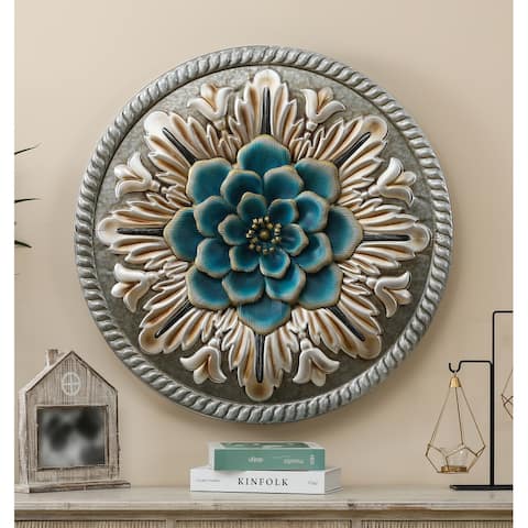 Multi-Color Iron Flower Round Wall Decor