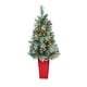 preview thumbnail 1 of 3, 44" Frosted Artificial Christmas Tree with 50 Lights in Tower Planter