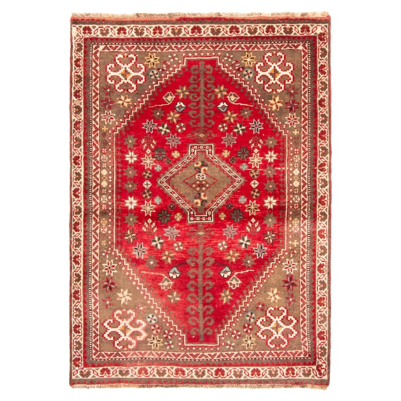 ECARPETGALLERY Hand-knotted Andelz Red Wool Rug - 3'7 x 5'0