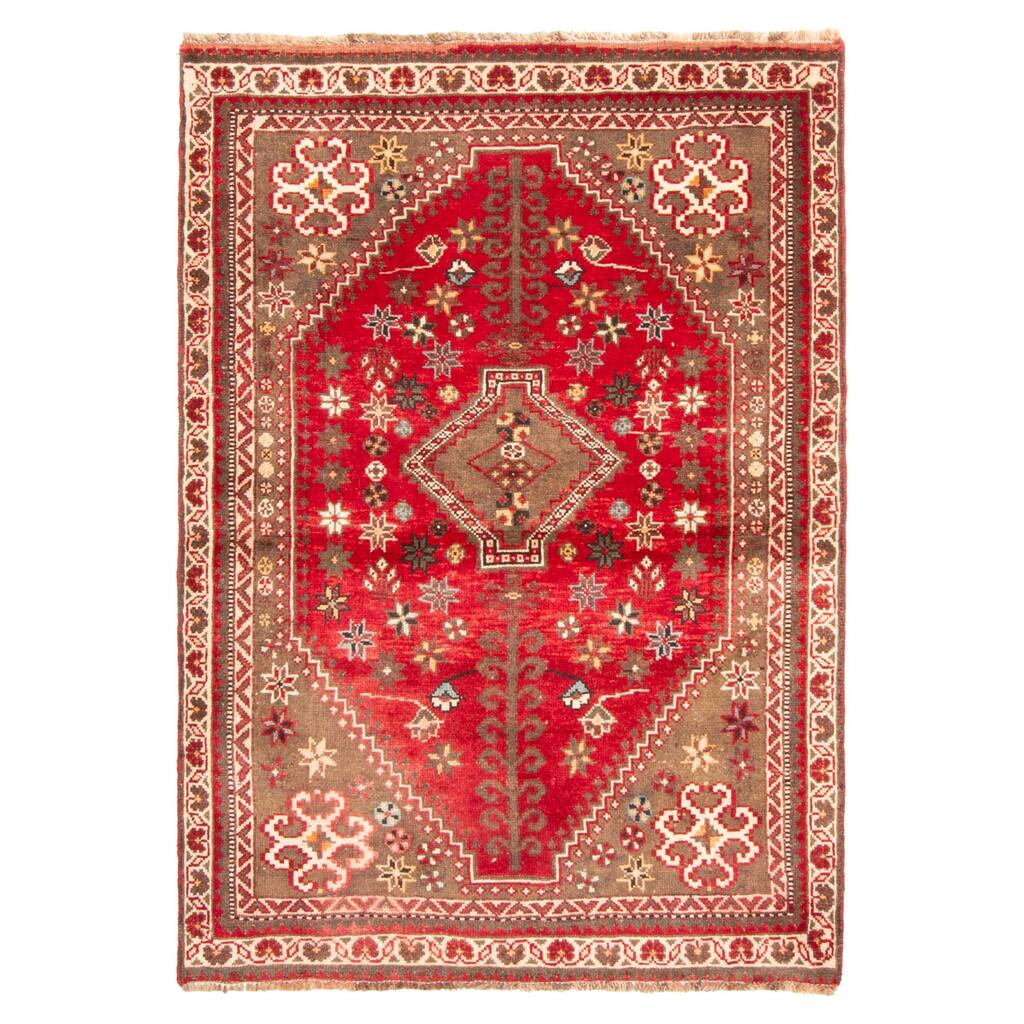 ECARPETGALLERY Hand-knotted Andelz Red Wool Rug - 3'7 x 5'0