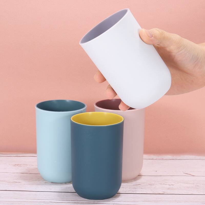 4Pcs Drinking Cups, Unbreakable Bathroom Cup Toothbrush Holder