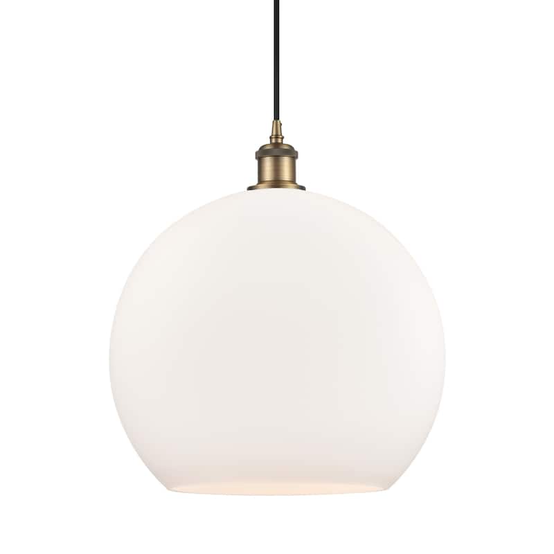 Innovations Lighting 516-1P-18-14 Athens Pendant Athens 14" Wide - Brushed Brass / Matte White