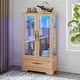 preview thumbnail 2 of 73, GDFStudio - Traditional Storage Lighted Curio Display Cabinet with Glass Doors and Drawer