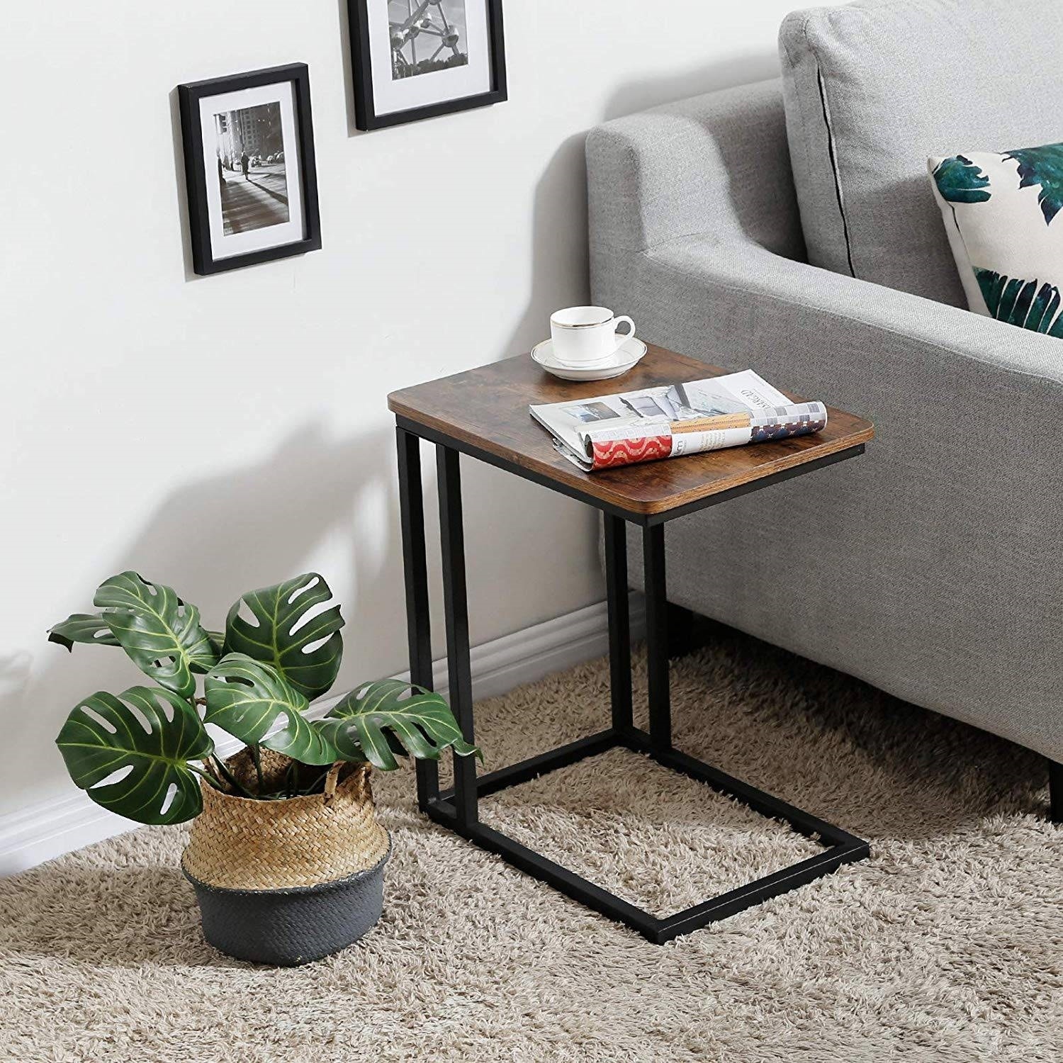 Shop Modern Industrial Side Table Nightstand Tv Tray On Wheels On Sale Overstock 30703978