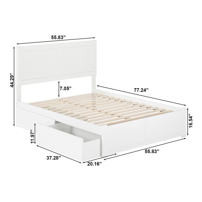 AFI Canyon Full Platform Bed with Footboard & Storage Drawers in White