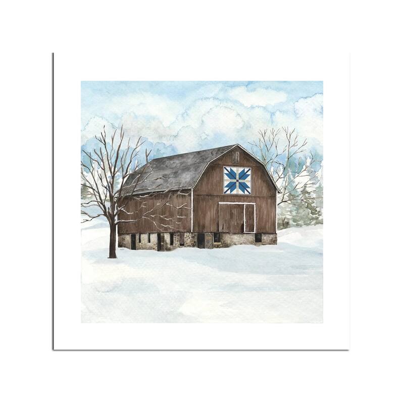 Winter Barn Quilt III Fine Art Paper Print by Tara Reed - Multi