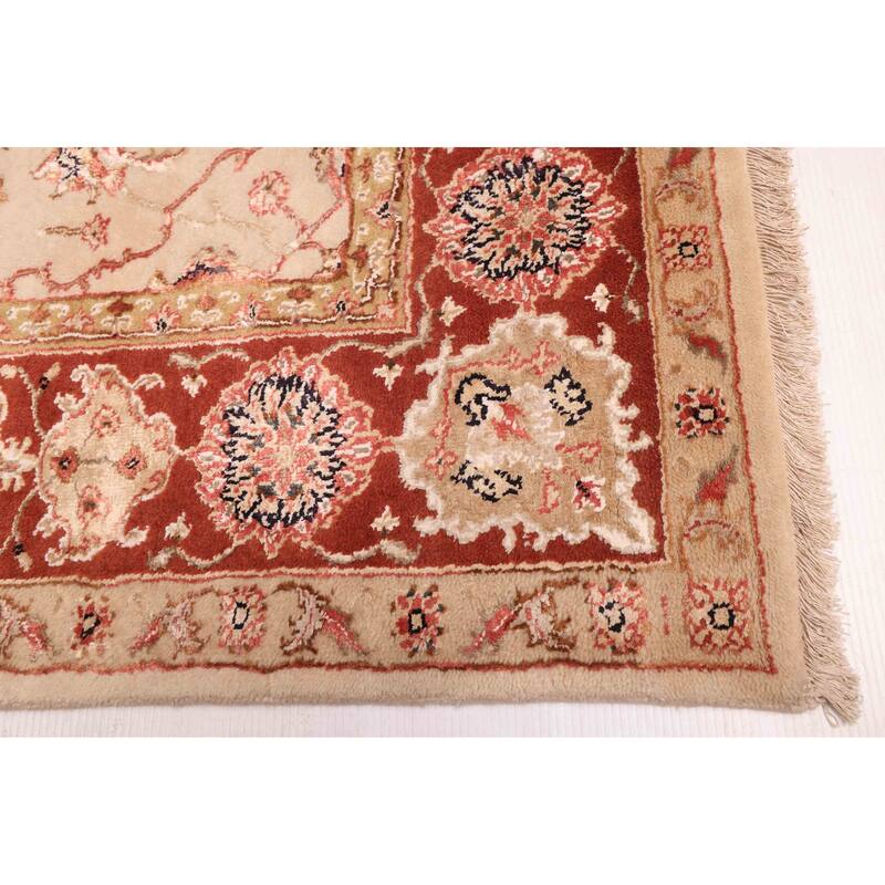 ECARPETGALLERY Hand-knotted Mirzapur Beige Silk, Wool Rug - 5'5 x 7'8