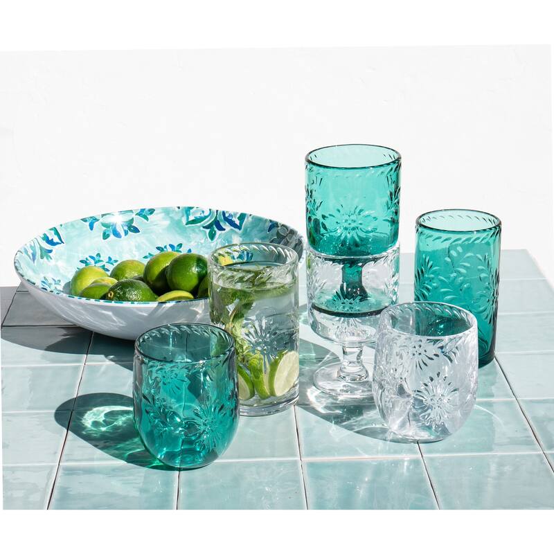 Abode Homewares Talavera Acrylic Stemless Wine Glass - 13.3 oz - Set of 6