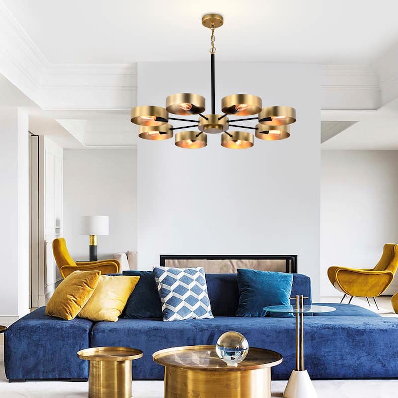 Vibiana 32 Inch Modern-Contemporary Style Brass Finish Pendant Lighted Chandelier 8-Light - N/A