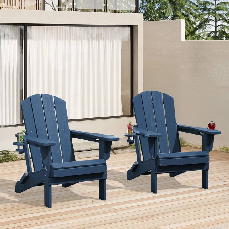 Foldable HDPE Adirondack Chair with Dual Cup Holders
